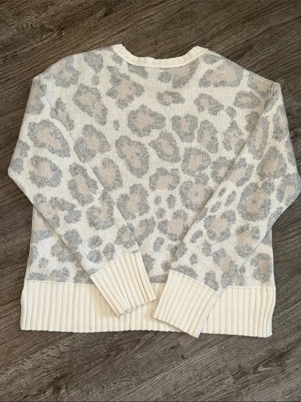 Splendid Collection Leopard Print Wool Cashmere Blend Sweater Size Large Neutral